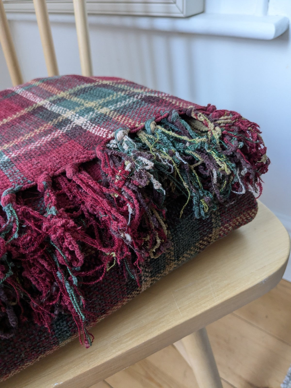 Laura Ashley Blanket 200 x 150cm Chenille Red Plaid Tartan Throw 