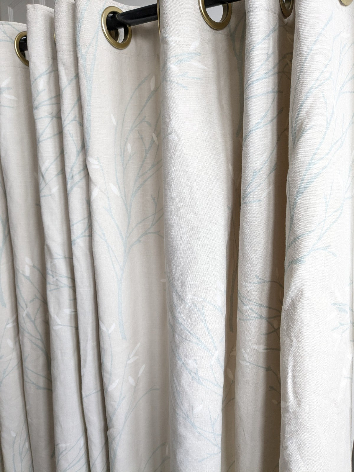 Laura Ashley Pussy Willow Lined Eyelet Curtains Beige MTM Extra Wide 82 x L46in