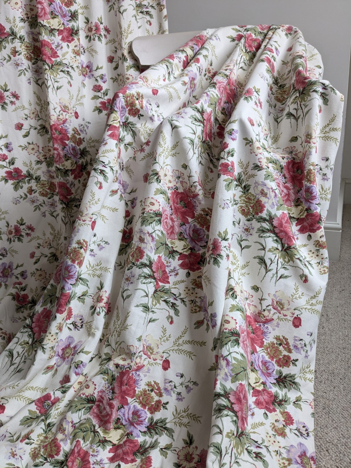 Laura Ashley Pencil Pleat Curtains Arundel Rose Floral D81 x W51 in Lined Long
