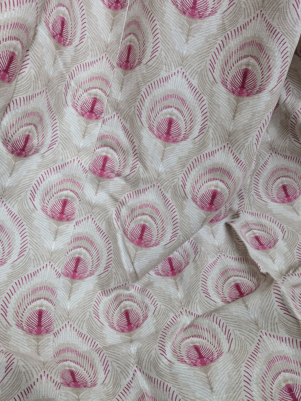 Laura Ashley Montague Ruby Lined Curtains Width 76" Drop 78" each Beige Pink