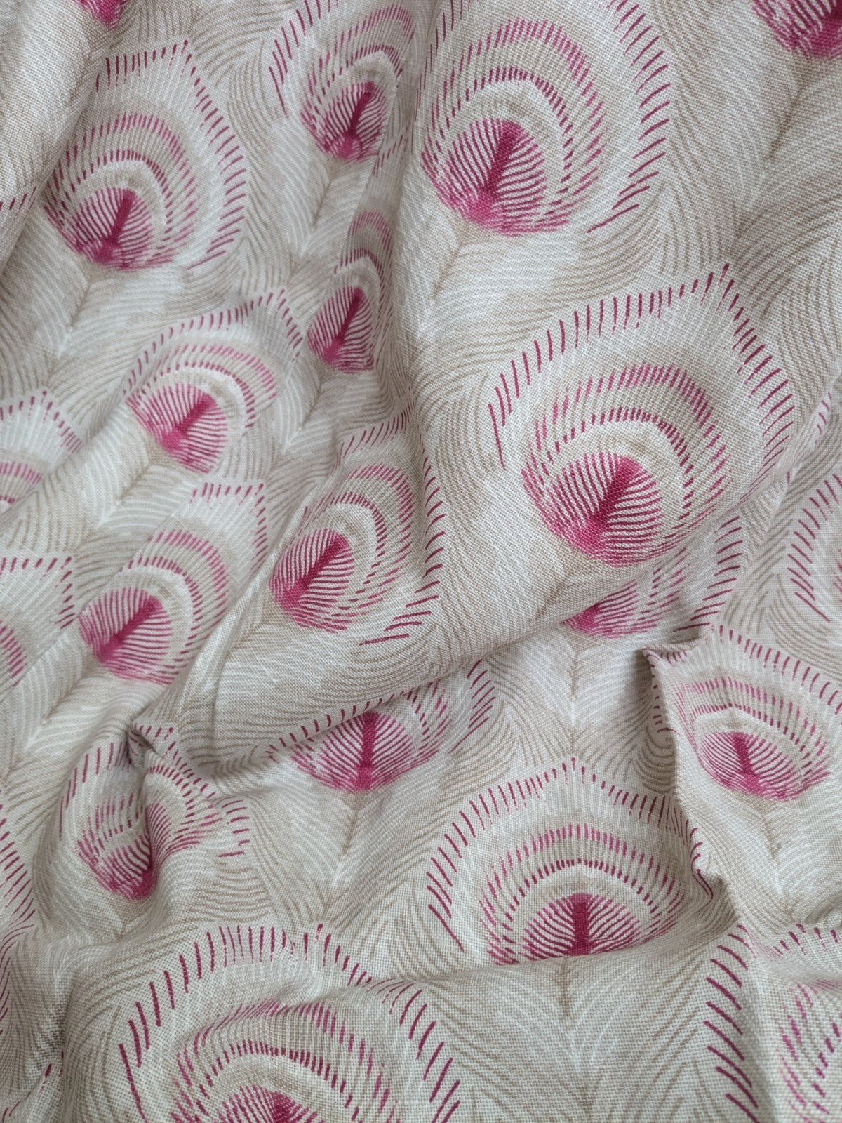 Laura Ashley Montague Ruby Lined Curtains Width 76" Drop 78" each Beige Pink