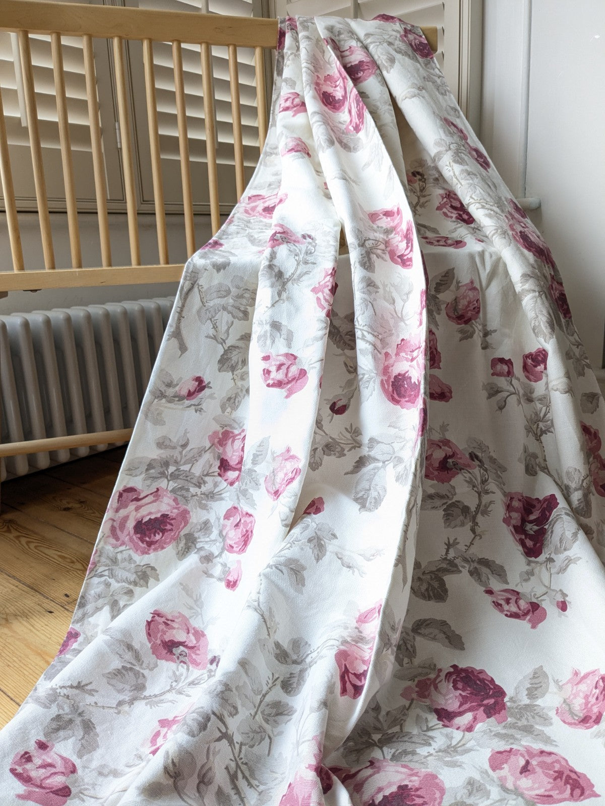 Laura Ashley Door Curtain W50 x L81 inches Rose Cassis Floral Lined Roses