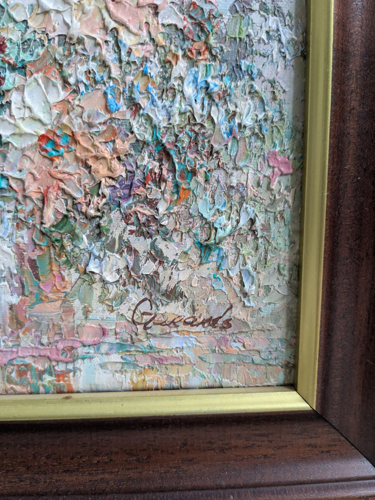 Original Hand-painted Textured Abstract Still Life Canvas Pastel Pinks Floral