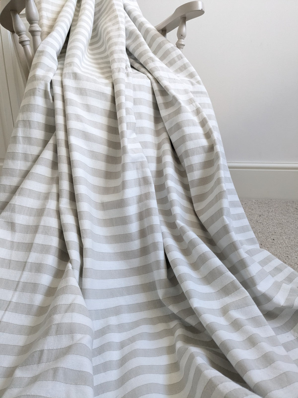 Laura Ashley Curtains W168 x L183 cm Beige Striped Blackout Lining Eyelet