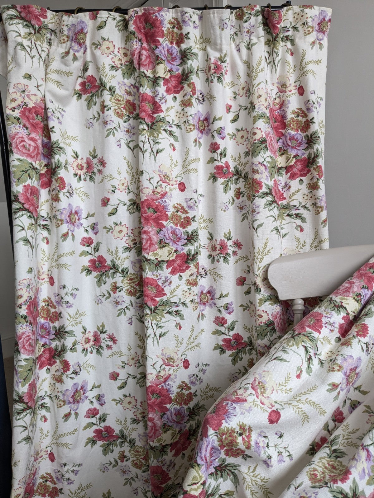 Laura Ashley Pencil Pleat Curtains Arundel Rose Floral D81 x W51 in Lined Long