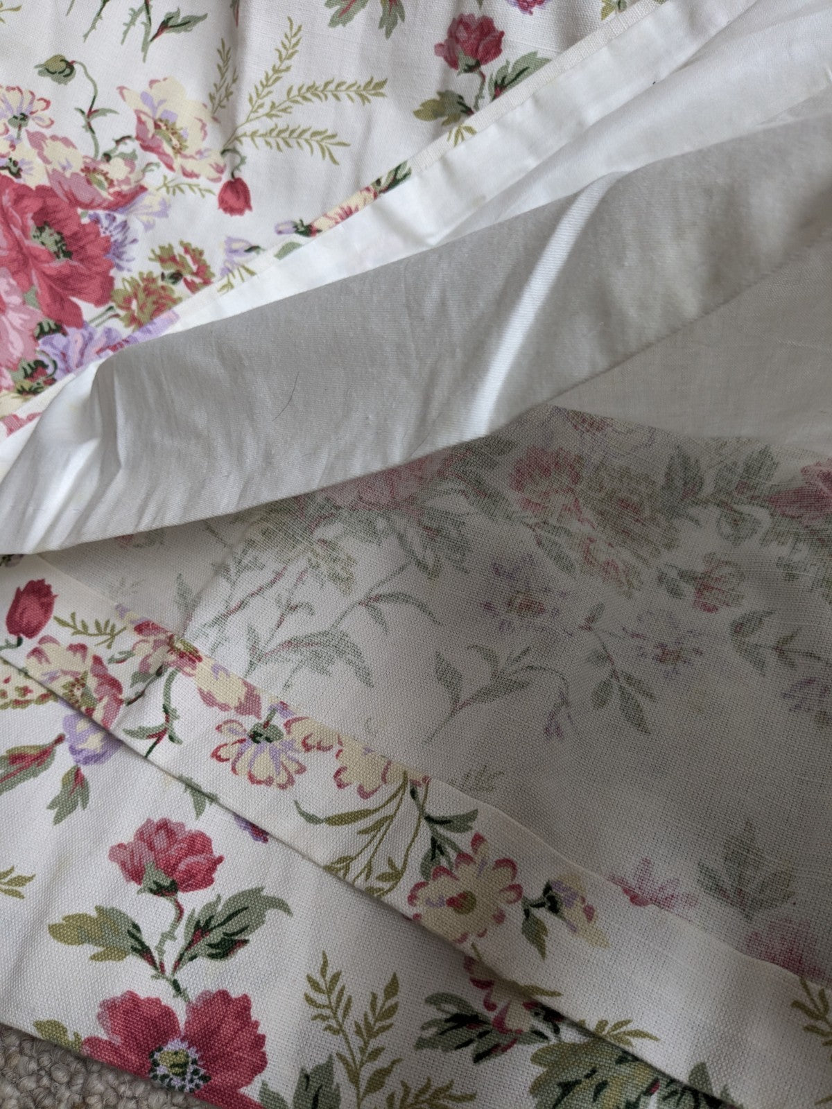 Laura Ashley Pencil Pleat Curtains Arundel Rose Floral D81 x W51 in Lined Long