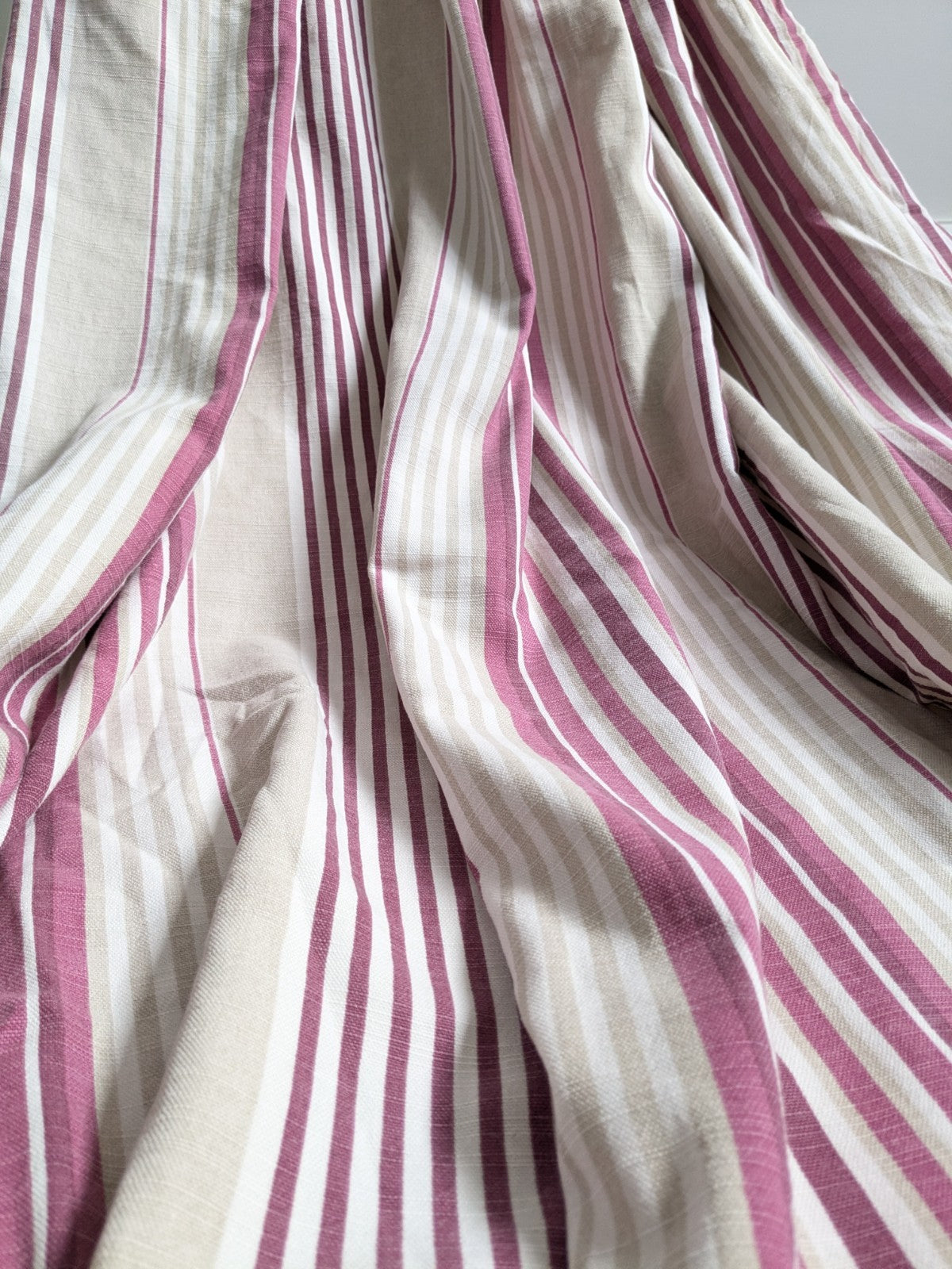 Laura Ashley Curtains W86 x L75 in Beige Pink Striped Lined Pencil Pleat READ D.