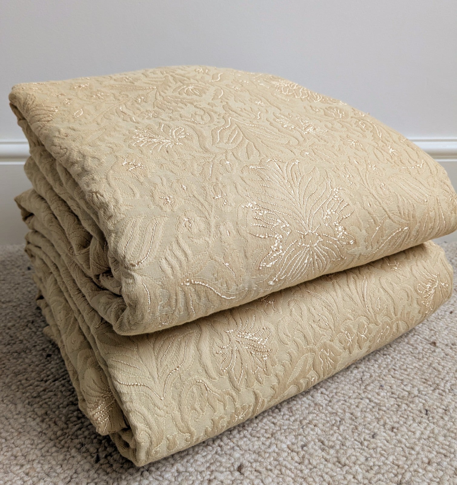 Dunelm Curtains Textured Woven Cream Gold W259 x 182 cm Pencil Pleat Kensington 