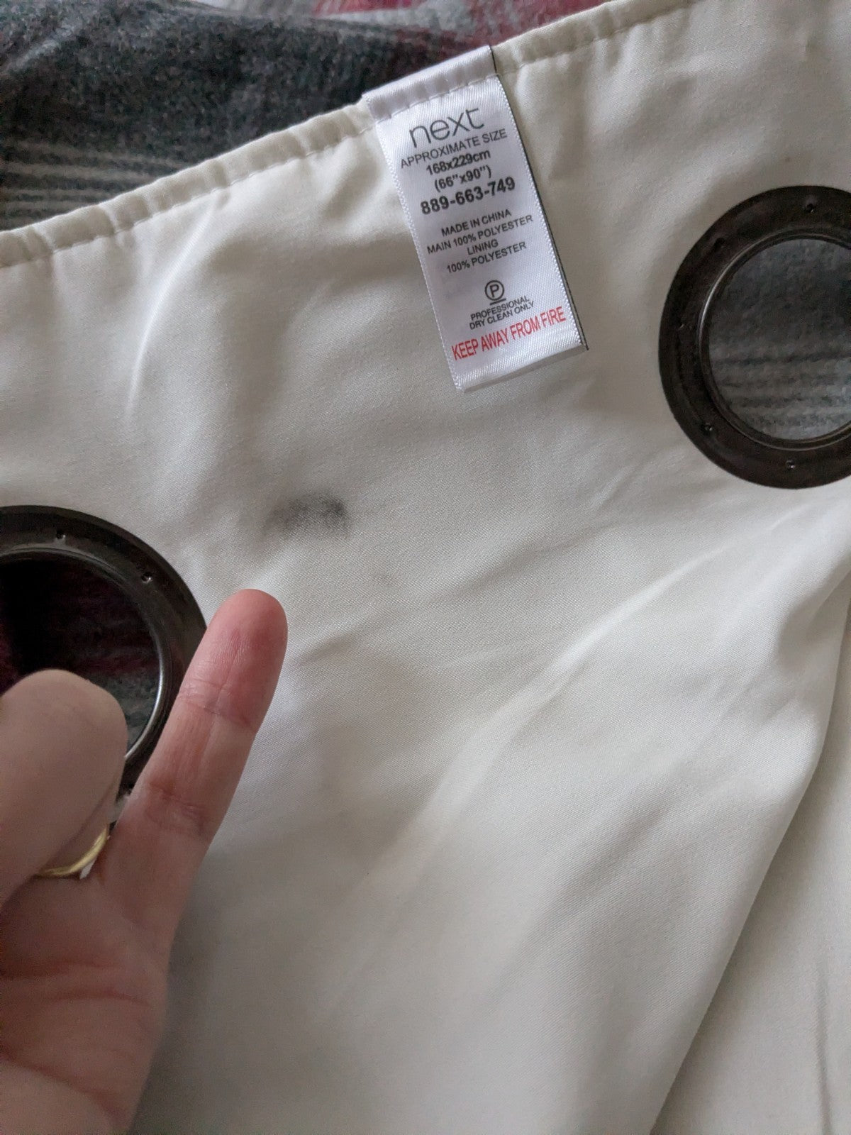 Next Curtains W168 x L229 cm Grey Red Tartan Check Eyelet Long Heavy Faux Wool