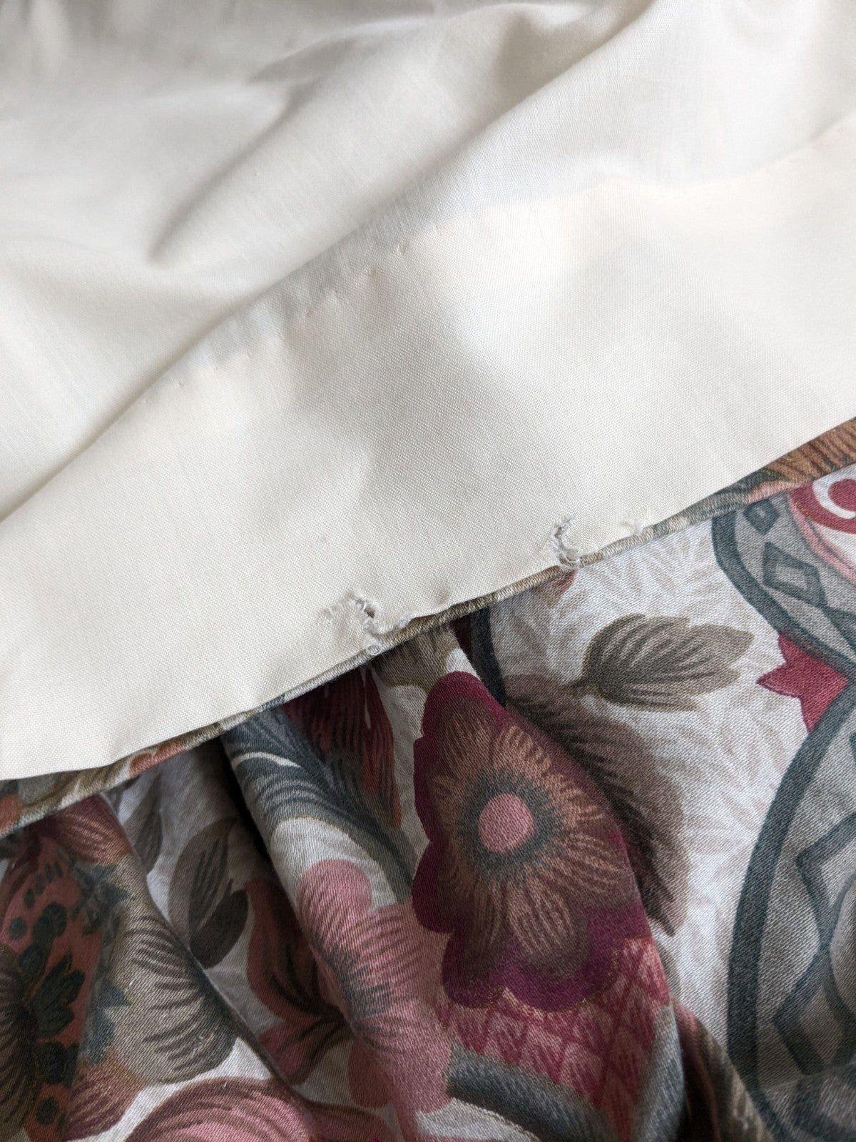 Vintage Jacobean Style Curtains W164 x L220 cm Floral Lined Pink Long READ DESC.