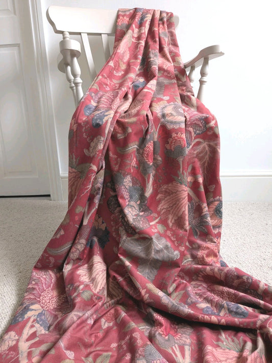 Dunelm Raffaela Eyelet Velour Single Door Curtain W116 x D208cm Cranberry Red 