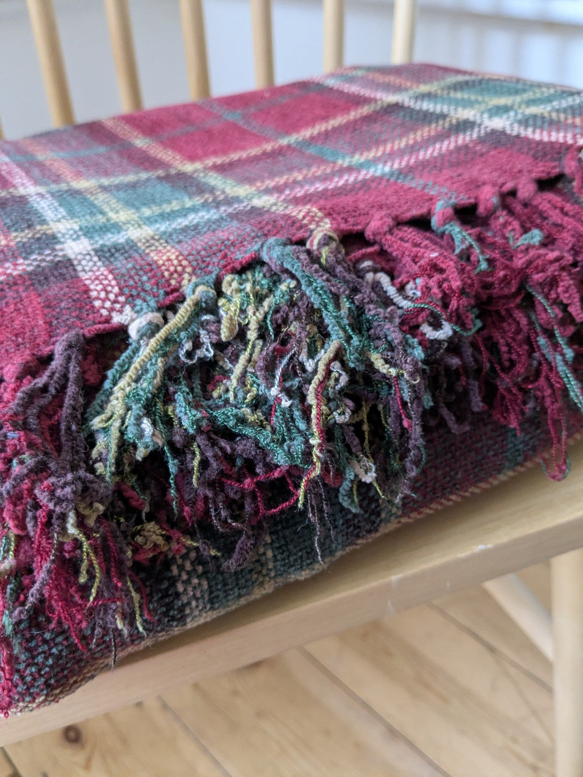 Laura Ashley Blanket 200 x 150cm Chenille Red Plaid Tartan Throw 