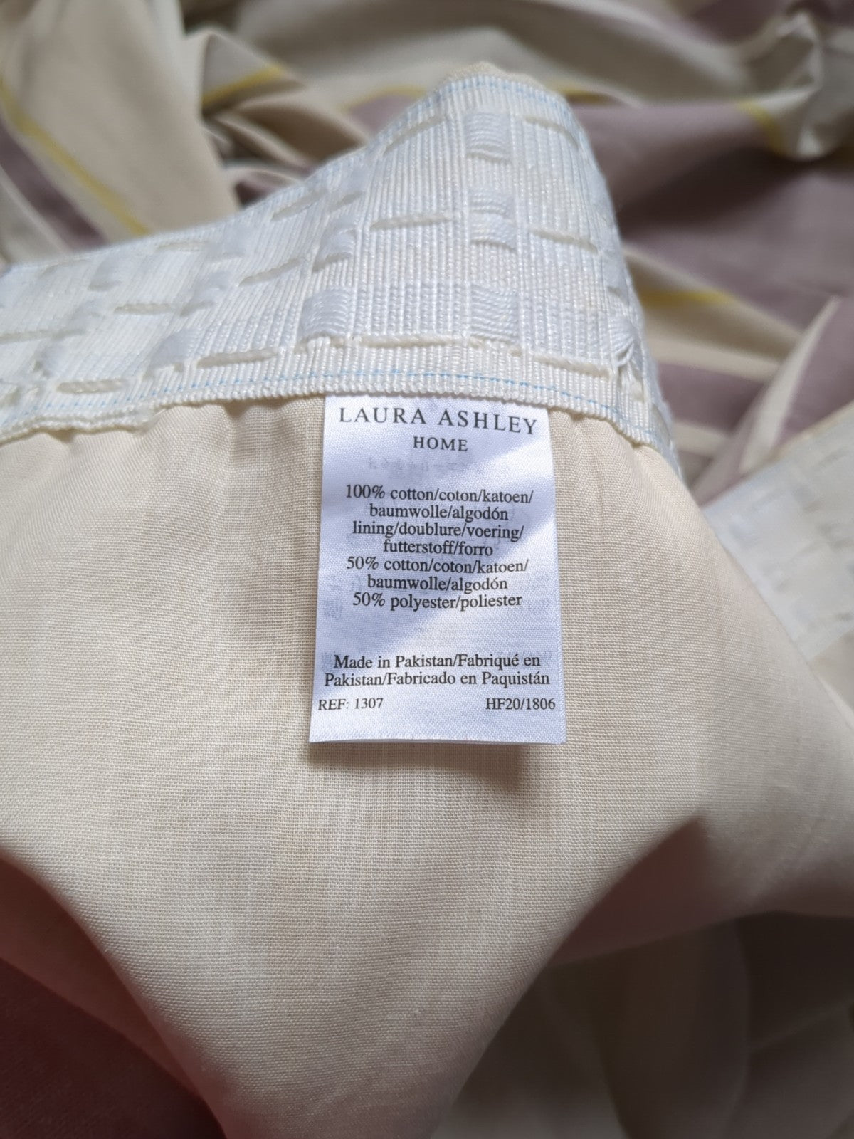 Laura Ashley Curtains D88 x W84 in Lilac Purple Striped Lined Pencil Pleat