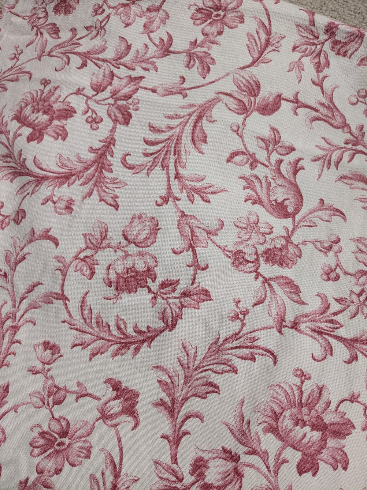 Laura Ashley Curtains W88 x D88in Red Scroll Off-white Lined Pencil Pleat