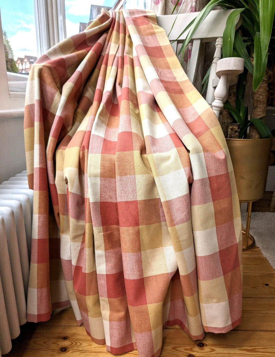 Laura Ashley Curtains W98 x L54 inches Tab Top Country Cottage Extra Wide Check 