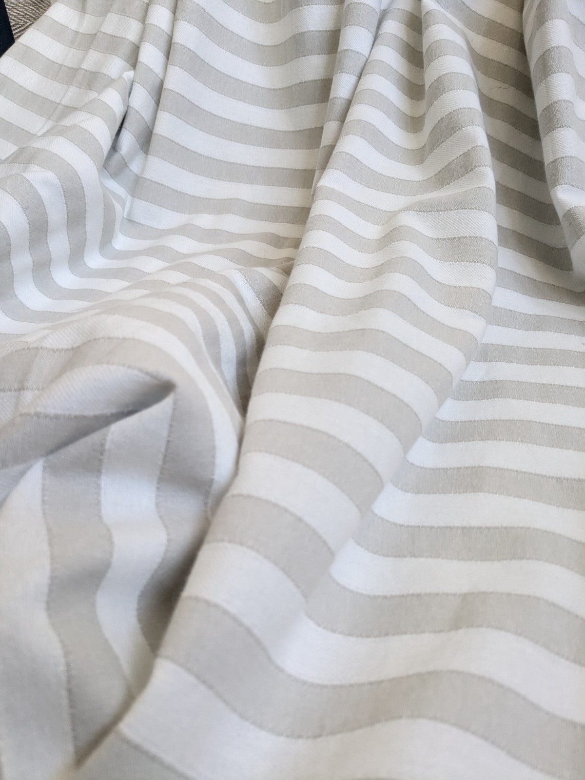 Laura Ashley Curtains W168 x L183 cm Beige Striped Blackout Lining Eyelet