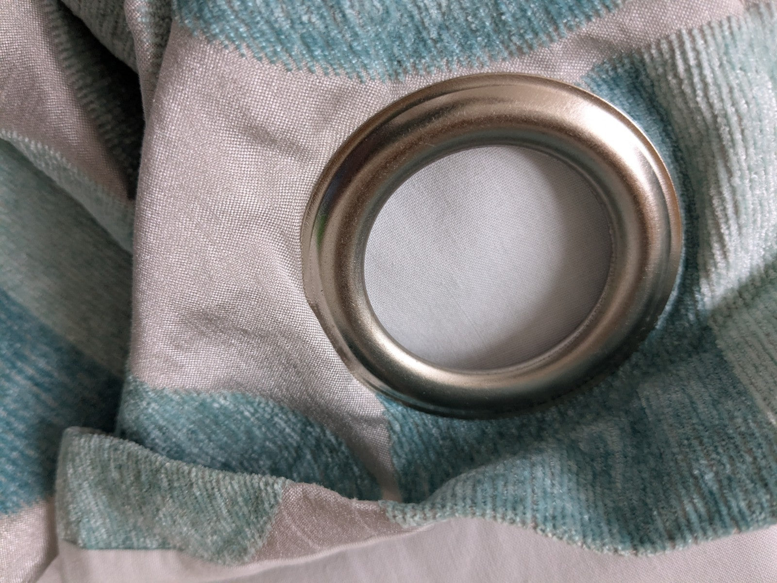 Next Curtains W168 x L229cm Turquoise Beige Eyelet Retro Embroidered Circles