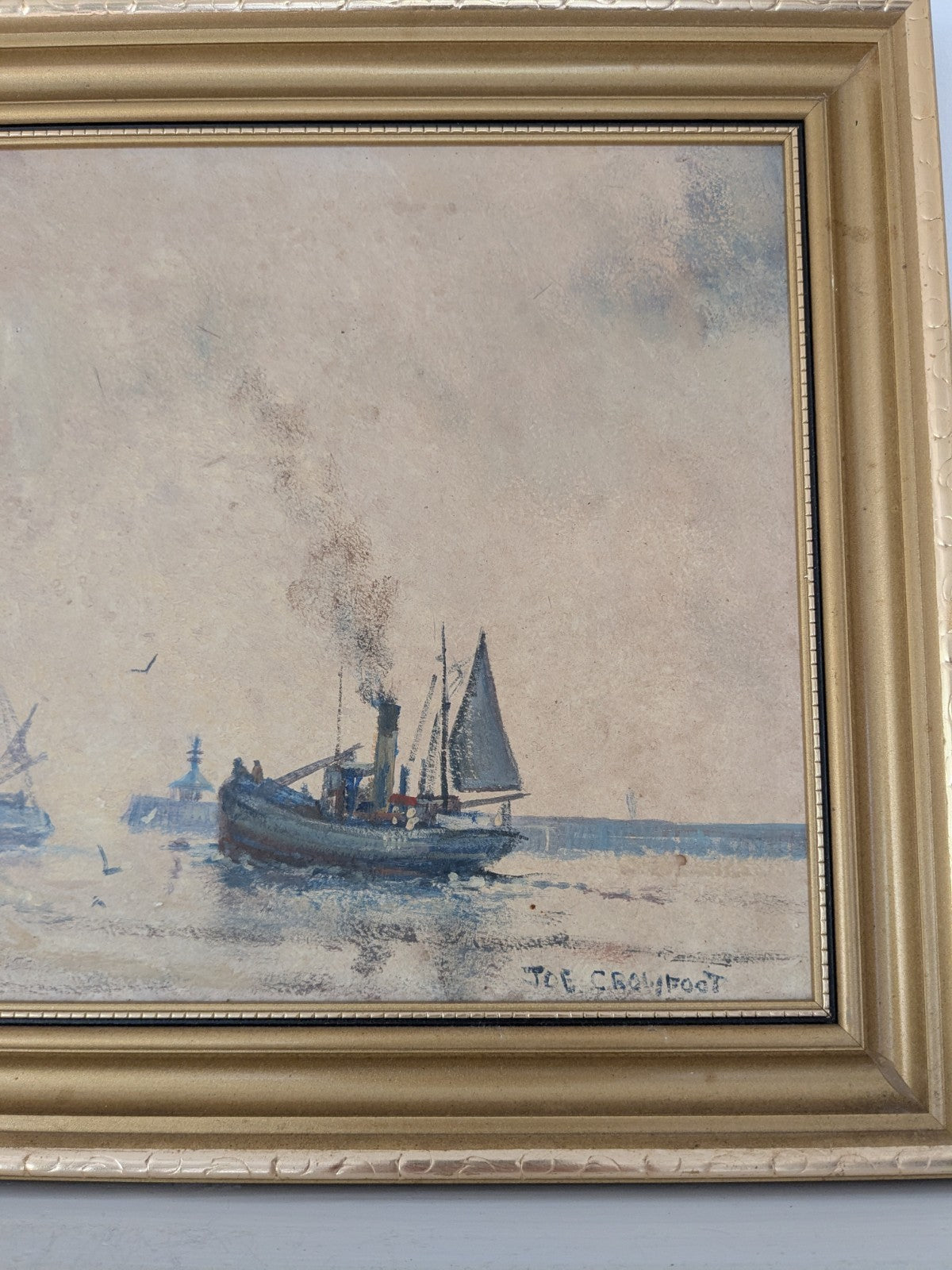 Joe Crowfoot  - Lowestoft Drifter Our Allies Framed Fishing Boat READ DESCRIPTIO