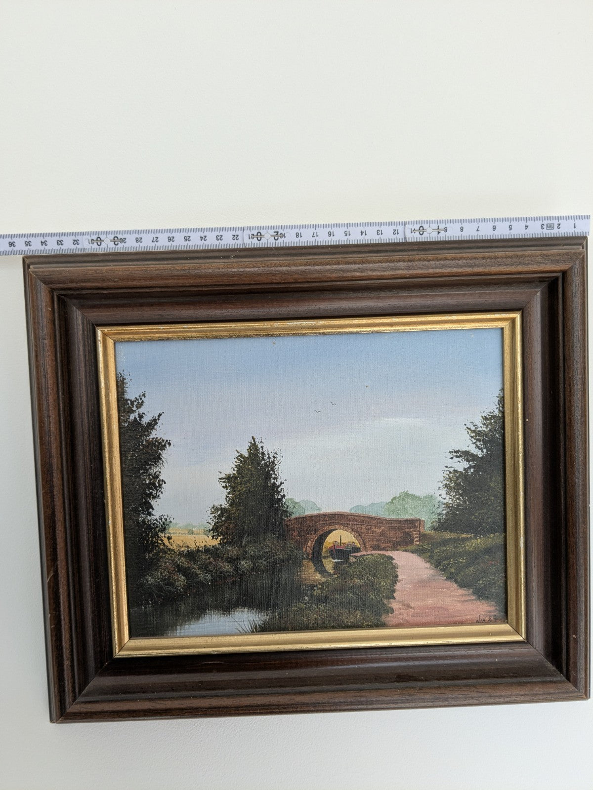 Painting Framed Canal Boat Landscape English Countryside Nick Malone Picture