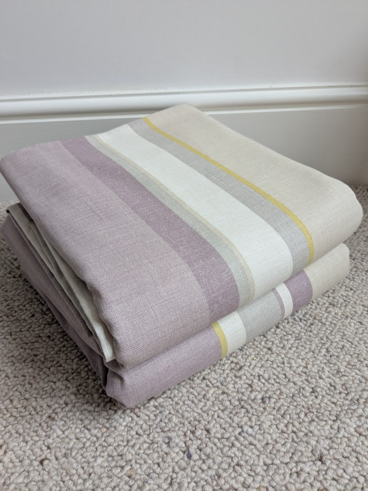 Laura Ashley Curtains D88 x W84 in Lilac Purple Striped Lined Pencil Pleat