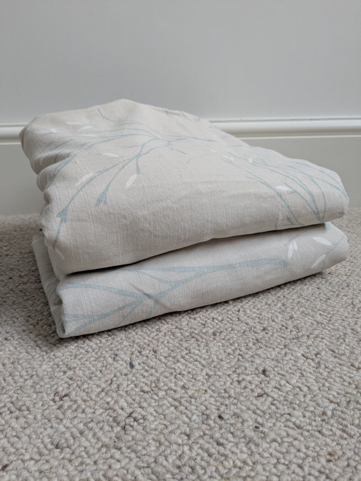 Laura Ashley Pussy Willow Lined Eyelet Curtains Beige MTM Extra Wide 82 x L46in