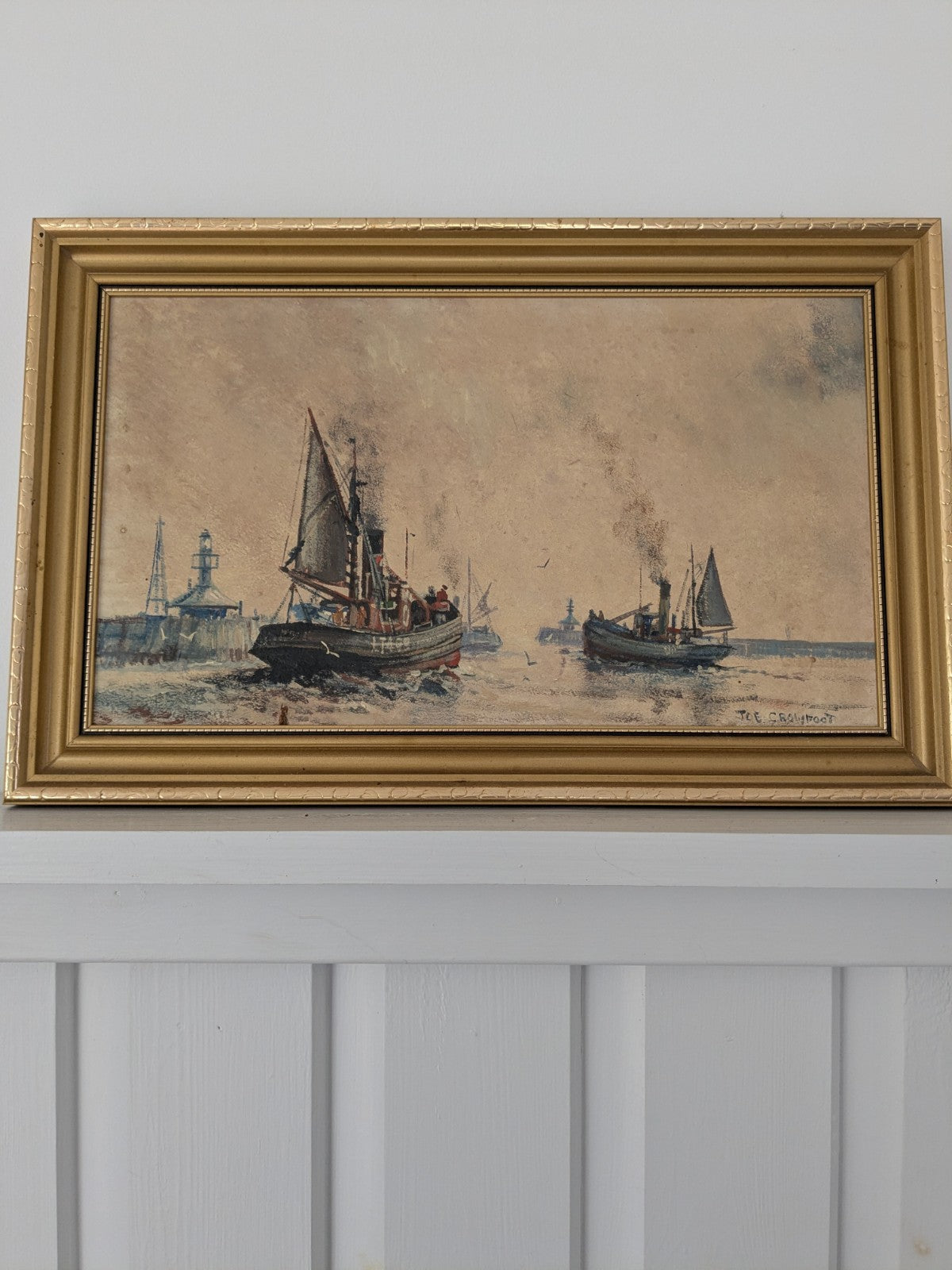 Joe Crowfoot  - Lowestoft Drifter Our Allies Framed Fishing Boat READ DESCRIPTIO