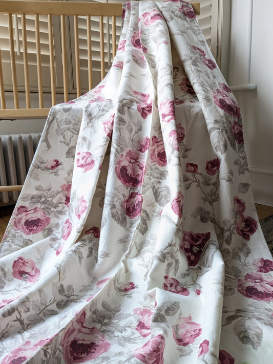 Laura Ashley Door Curtain W50 x L81 inches Rose Cassis Floral Lined Roses
