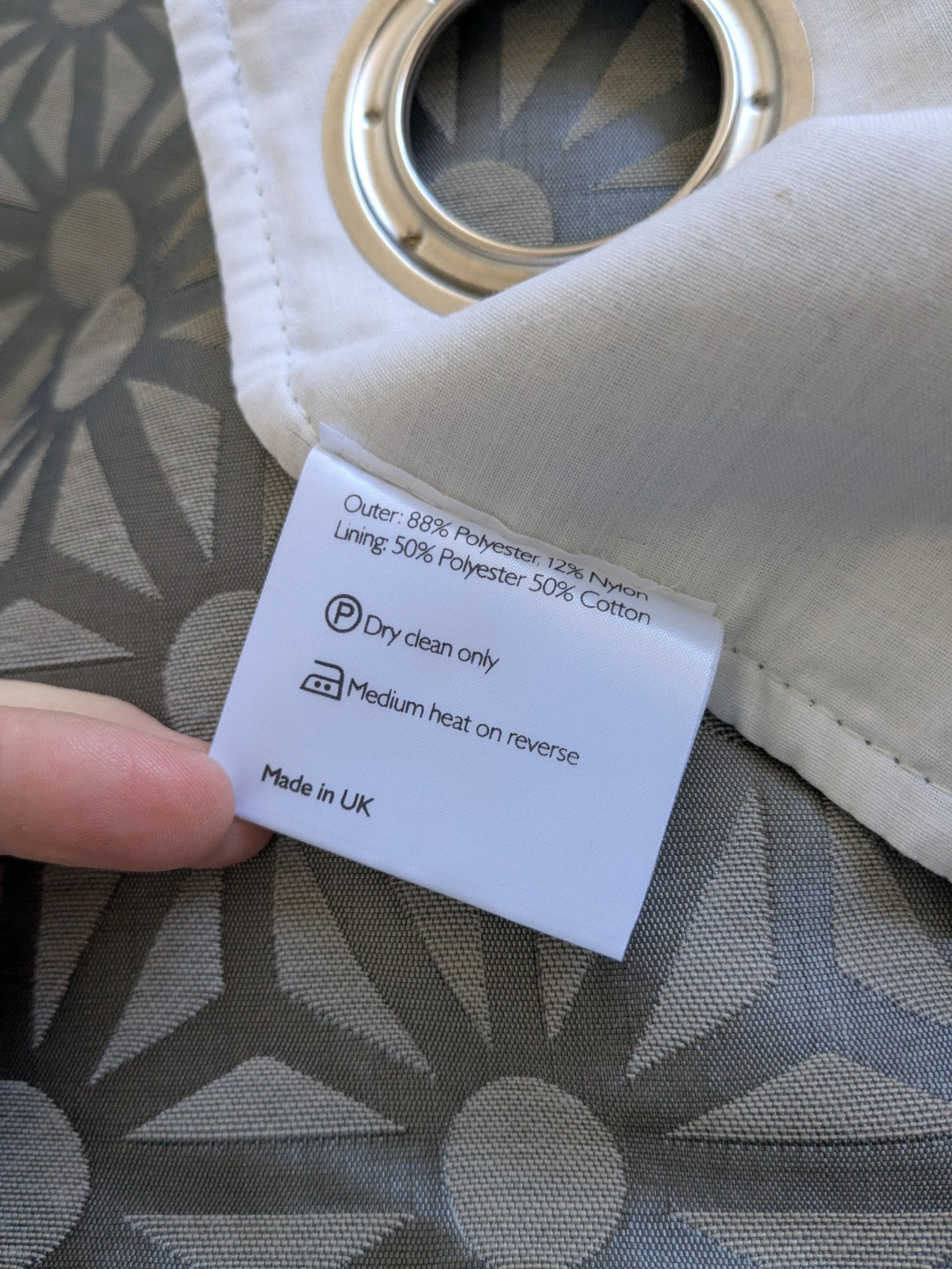 John Lewis Lined Eyelet Curtains Grey Geometric Heavy Long W220 x L220cm READ DE