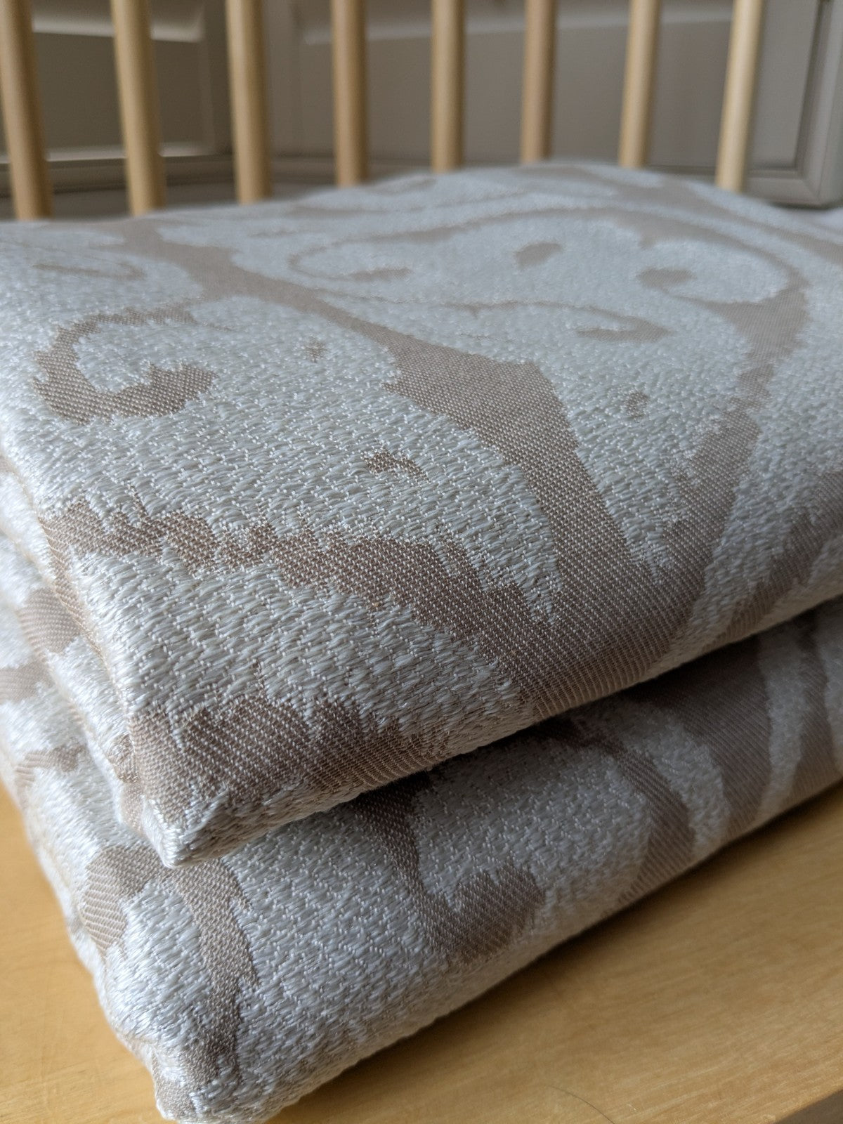 Dunelm Curtains W117 x D228 cm Beige Jacquard Lined Eyelet Long 