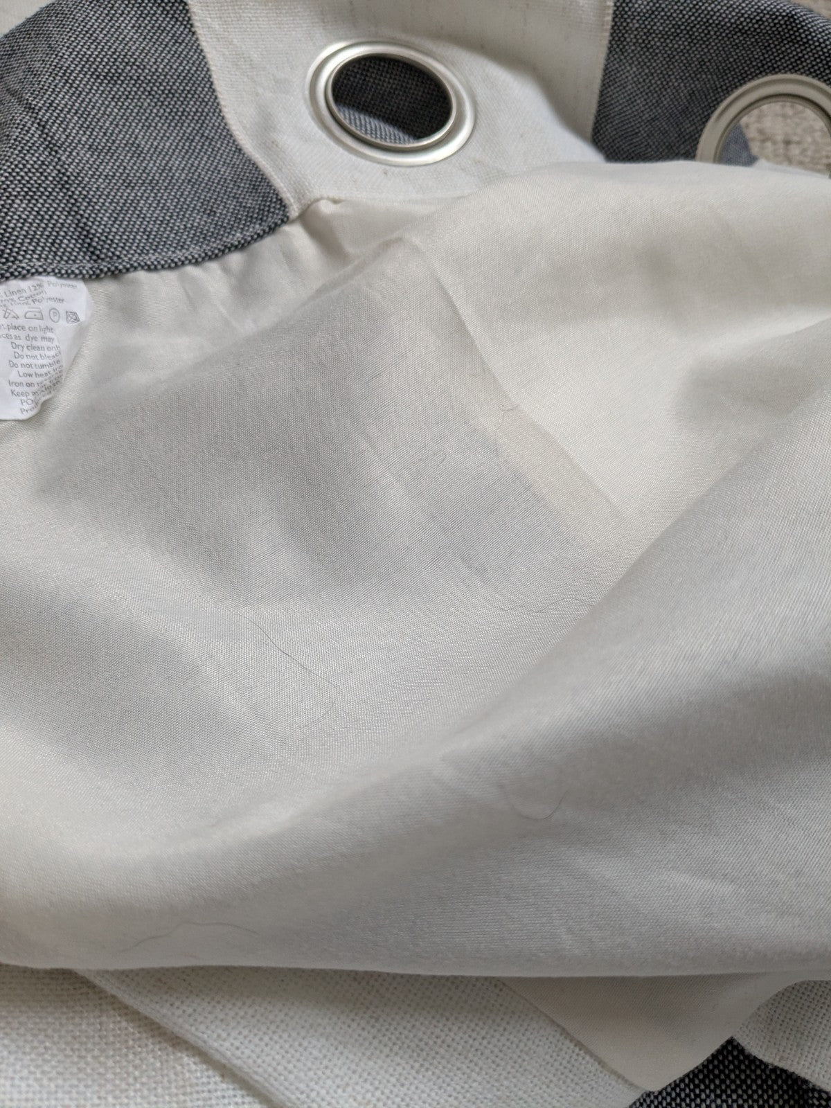 Linen Blend Curtains W168 x L182 cm Blue Off-white Wide Stripes Eyelet Nautical