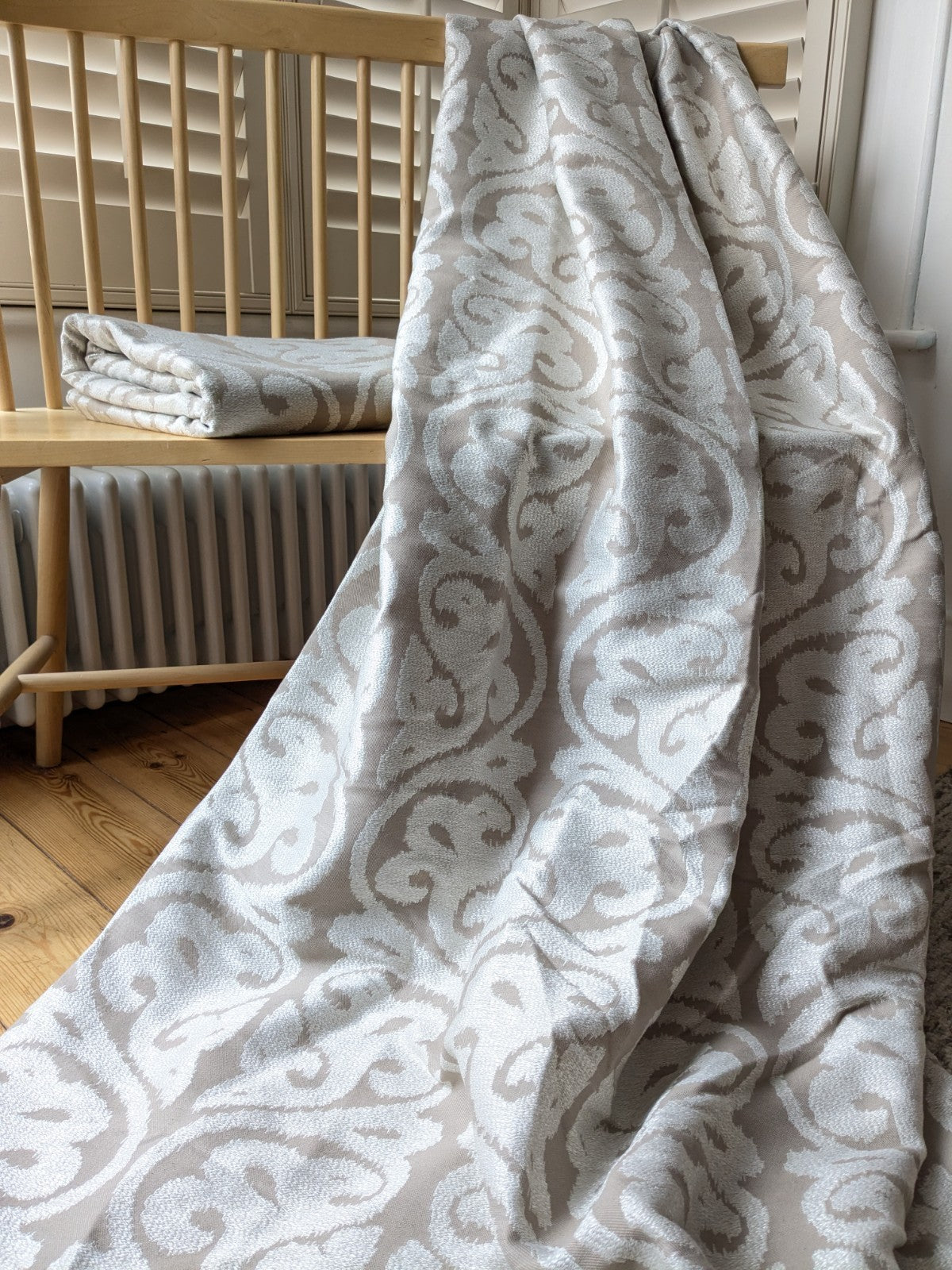 Dunelm Curtains W117 x D228 cm Beige Jacquard Lined Eyelet Long 