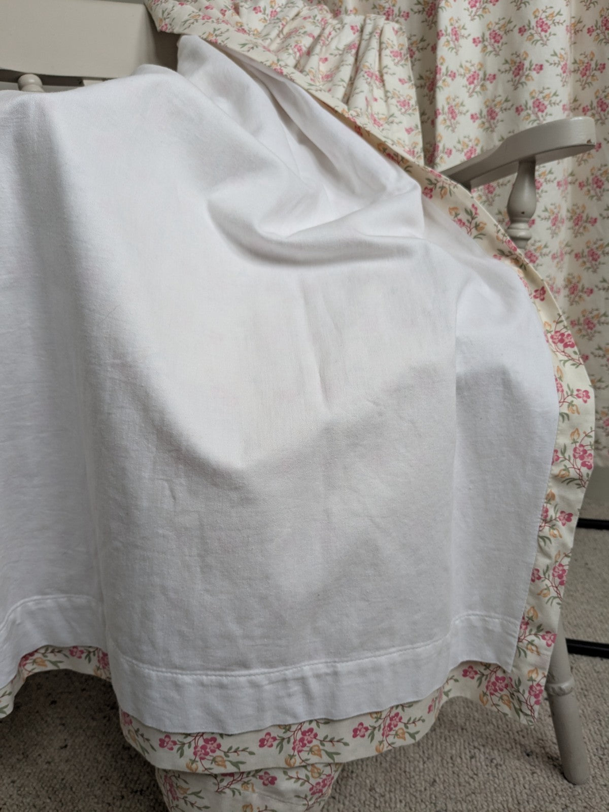 Vintage Laura Ashley Floral Curtains 1990 Off-white Pink Orange W43 x L49" 