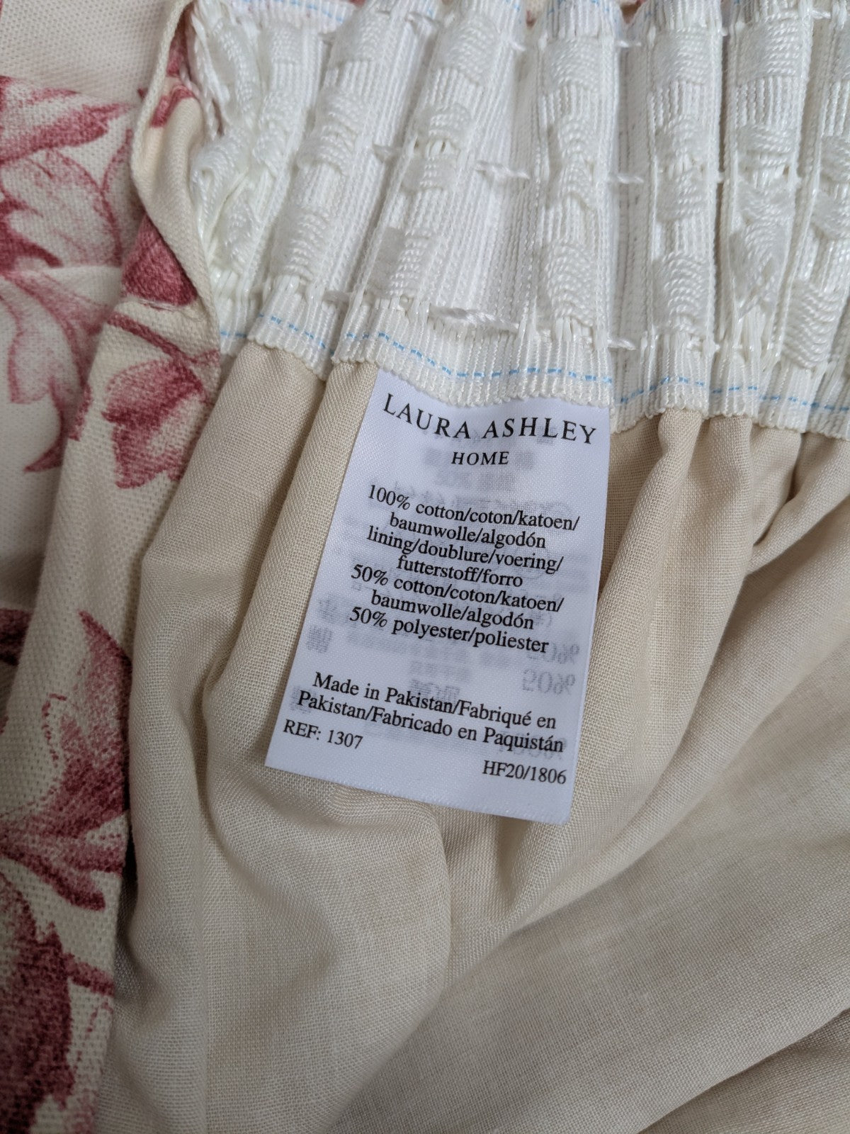Laura Ashley Curtains W88 x D88in Red Scroll Off-white Lined Pencil Pleat