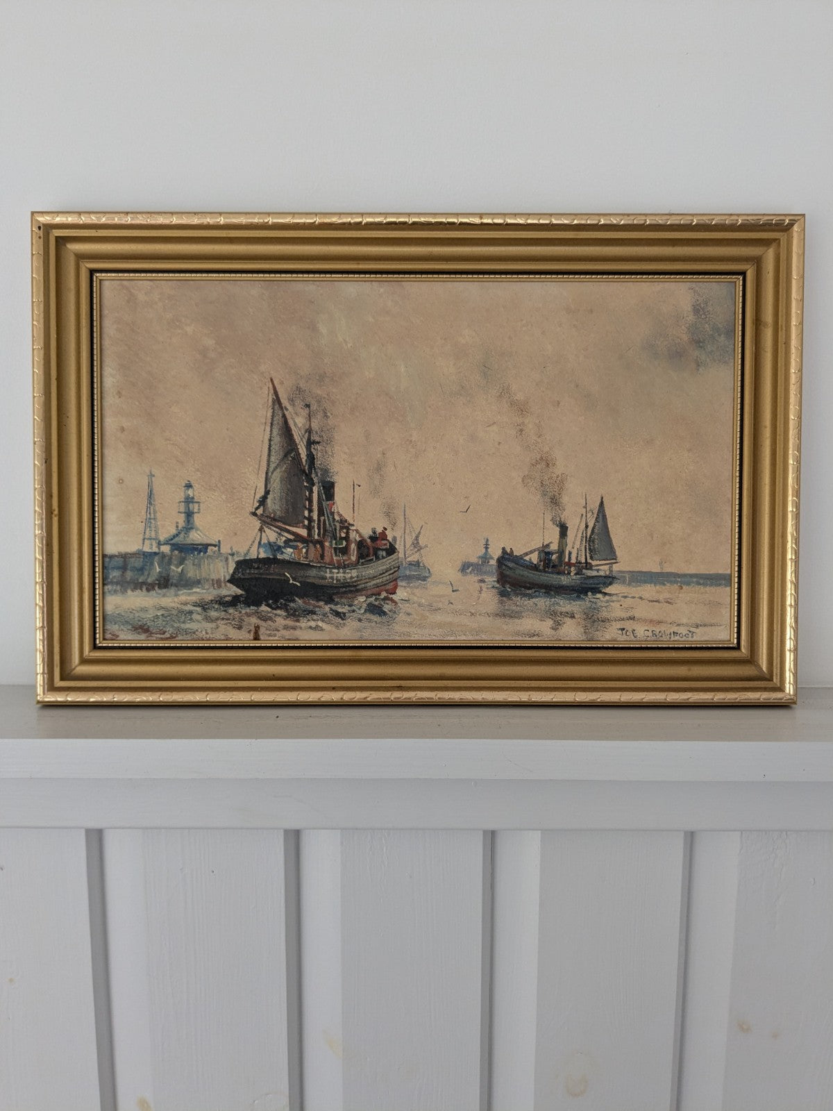 Joe Crowfoot  - Lowestoft Drifter Our Allies Framed Fishing Boat READ DESCRIPTIO