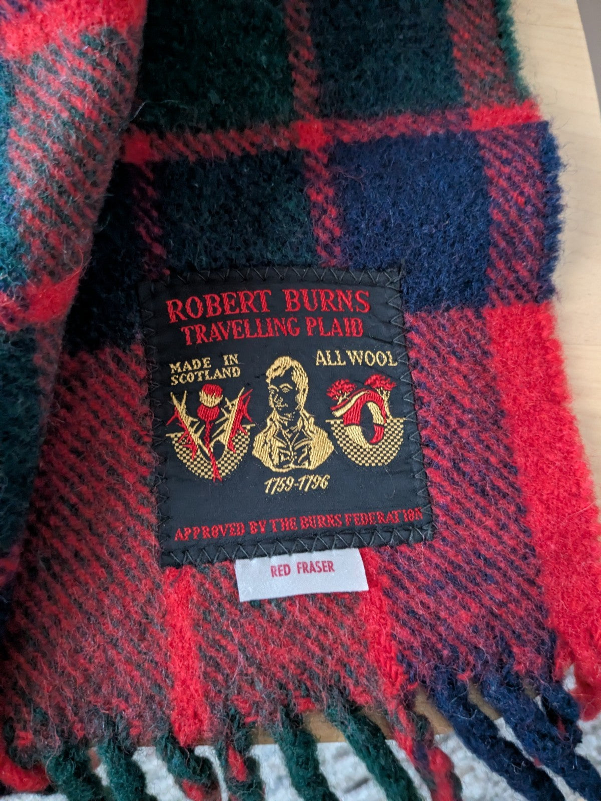Robert Burns Plaid Blanket Made In Scotland Rug Wool 44" x 35" Christmas Tartan
