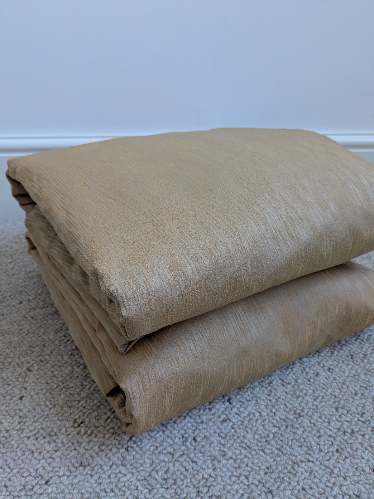 Gold Curtains W100 x L86 inches Textured Long Lined Pencil Pleat READ DESC.