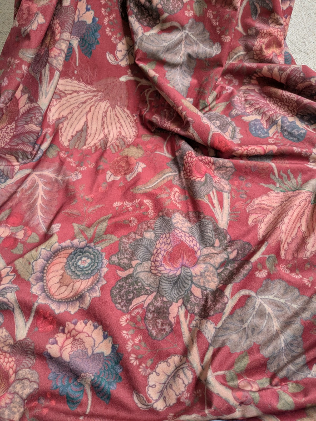 Dunelm Raffaela Eyelet Velour Single Door Curtain W116 x D208cm Cranberry Red 