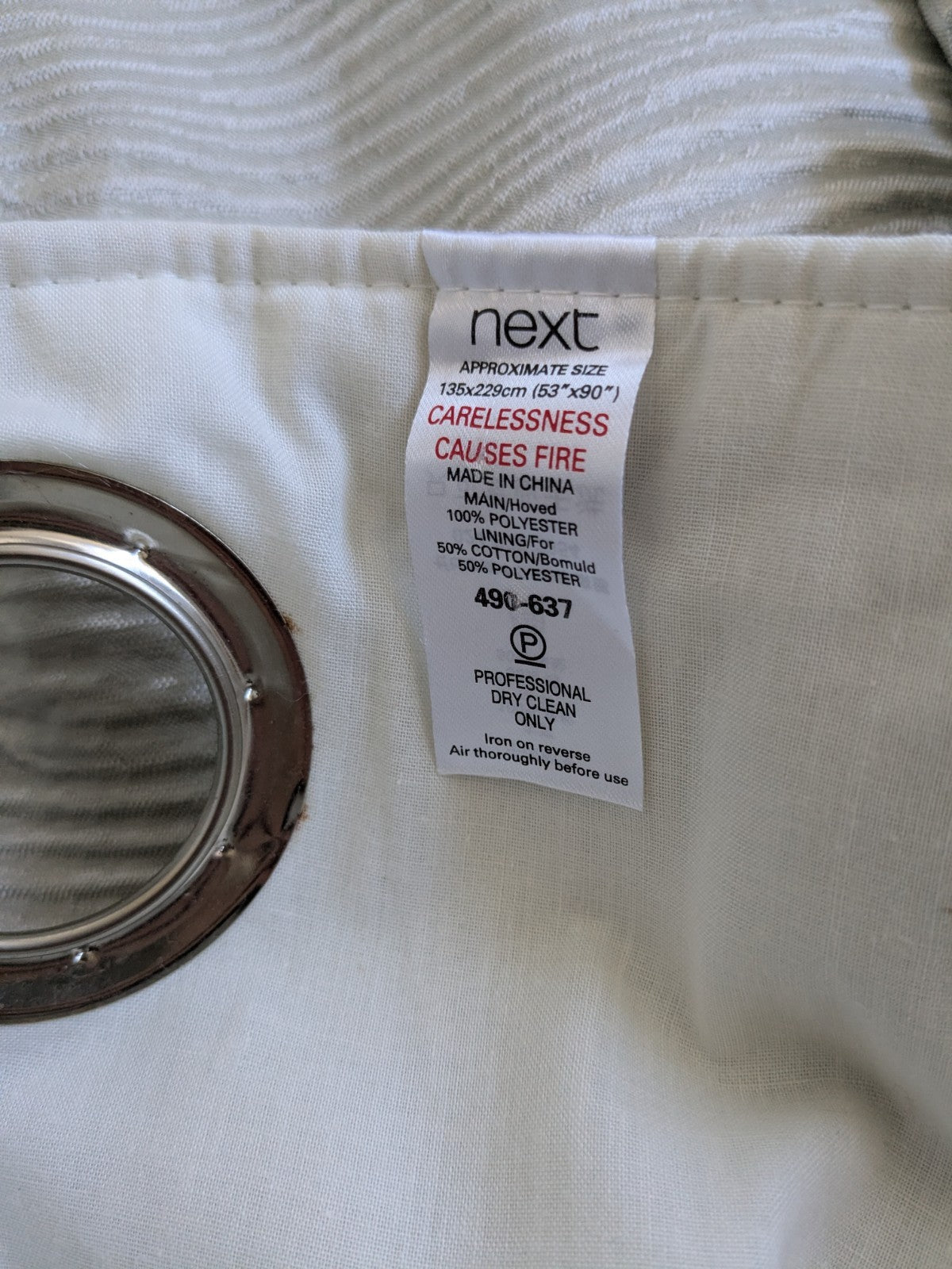 Next Grey Silver Eyelet Curtains Textured Wavy Long W135 x L229cm (53X90") READ 