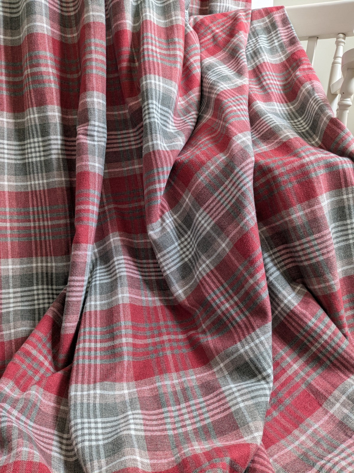 NEXT Thick Red Tartan Blackout Door Curtain L84 x W66 in Fleece Warm Rod Pocket
