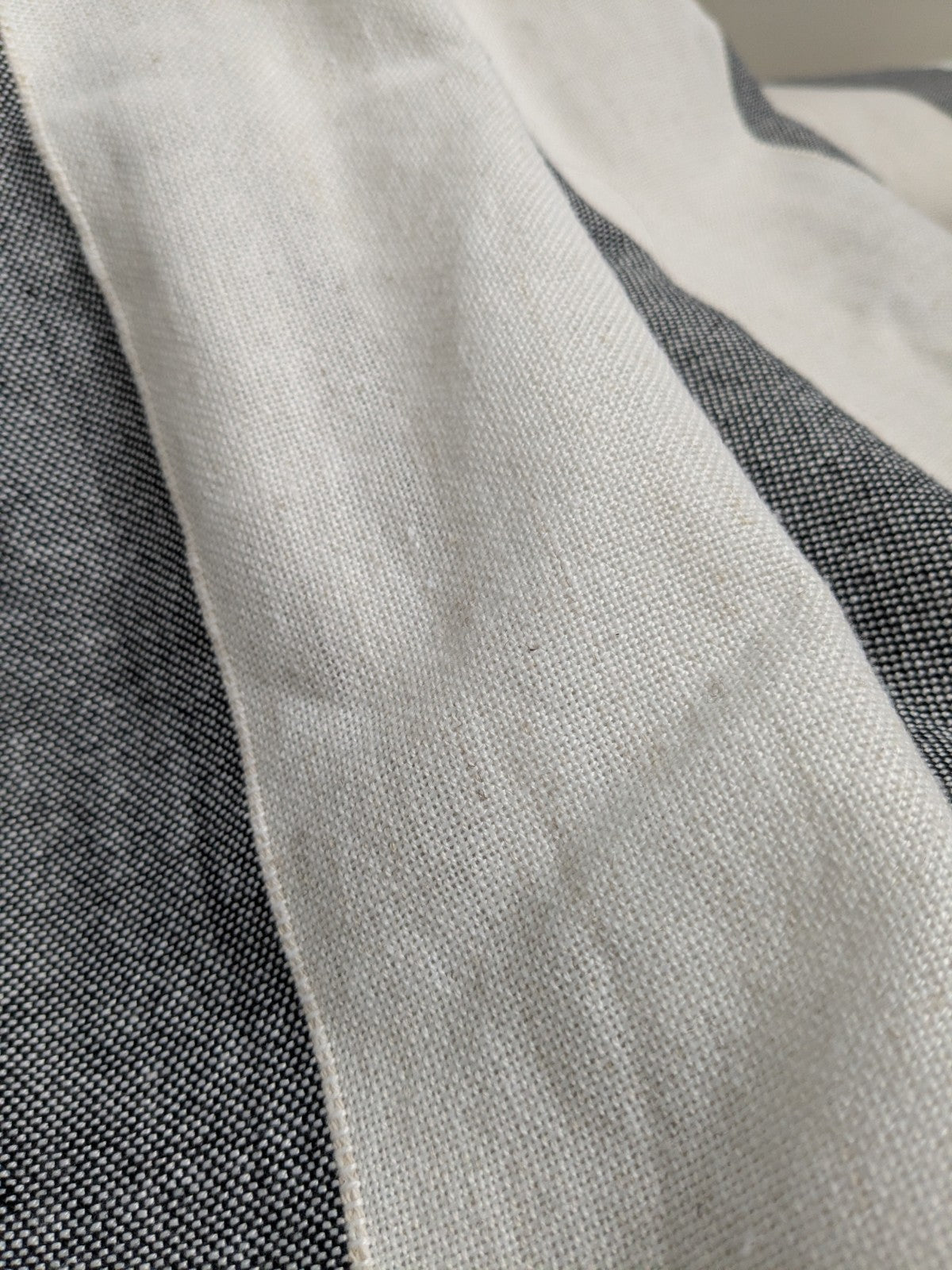 Linen Blend Curtains W168 x L182 cm Blue Off-white Wide Stripes Eyelet Nautical