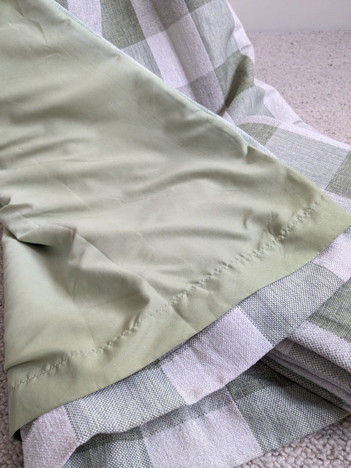 Dunelm Curtains W117 x W183 cm Green Check Jumbo Gingham Chenille Eyelet 