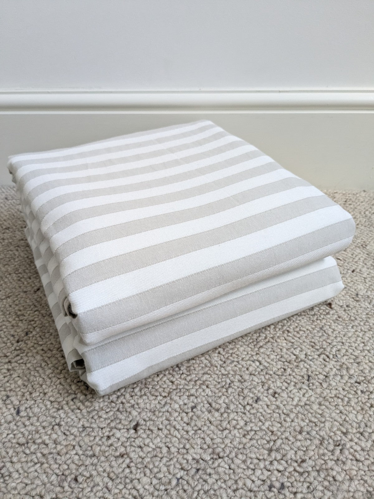 Laura Ashley Curtains W168 x L183 cm Beige Striped Blackout Lining Eyelet