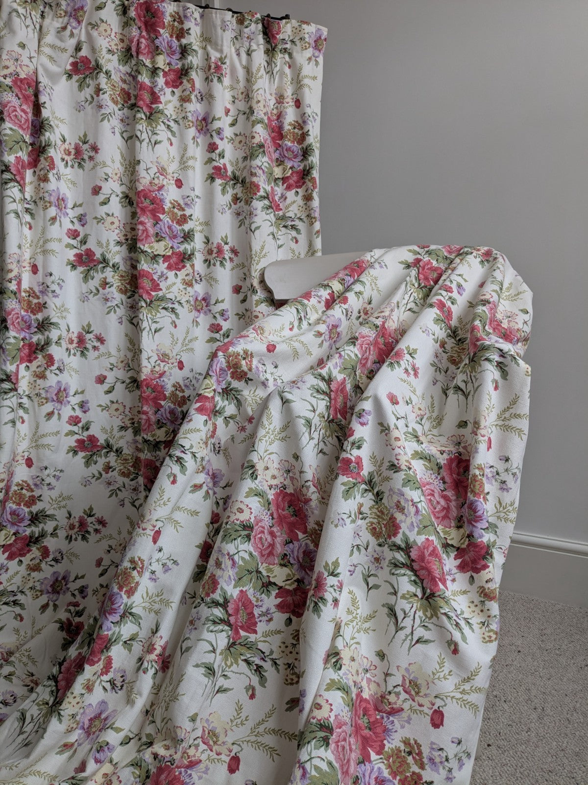 Laura Ashley Pencil Pleat Curtains Arundel Rose Floral D81 x W51 in Lined Long